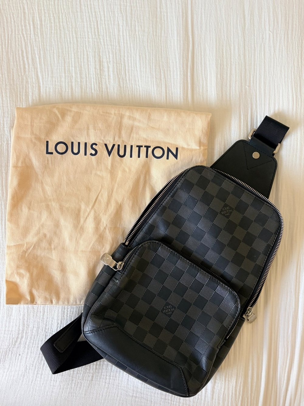 Louis Vuitton Black Damier Graphite Men's Sling Belt Bag